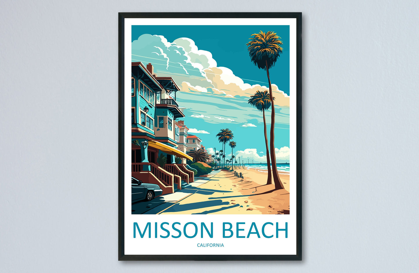 Mission Beach Travel Print Wall Art Mission Beach Wall Hanging Home Décor Mission Beach Gift Art Lovers California Art Poster Mission Beach