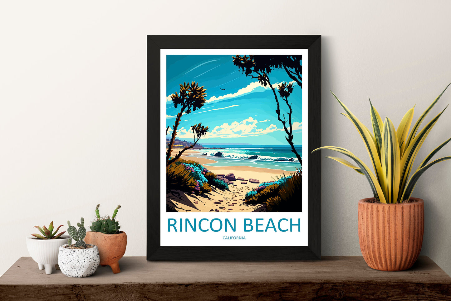 Rincon Beach Travel Print Wall Art Rincon Beach Wall Hanging Home Décor Rincon Beach Gift Art Lovers California Art Poster Rincon Beach