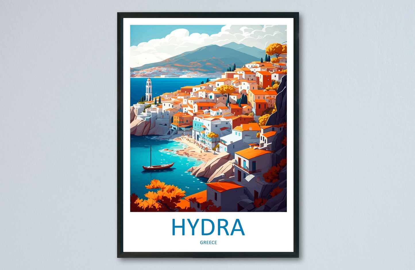 Hydra Travel Print Wall Art Hydra Greece Wall Hanging Home Decoration Hydra Gift Art Lovers Wall Art Print Hydra Greece Wall Art