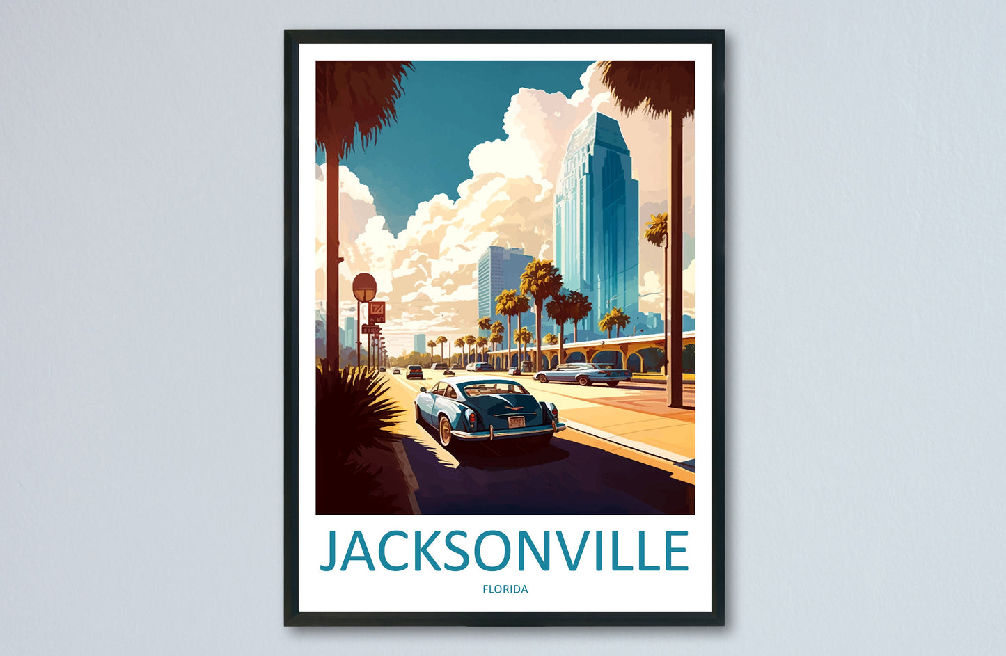 Jacksonville Travel Print Wall Art Jacksonville Wall Hanging Home Décor Jacksonville Gift Art Lovers Florida Art Lover Gift Florida Print