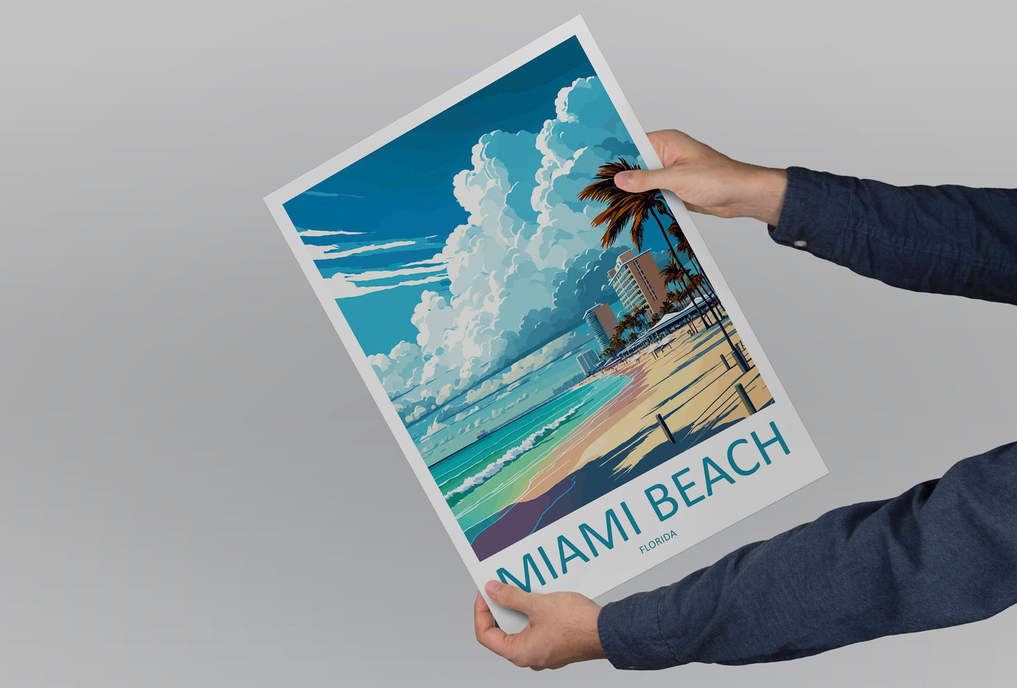 Miami Beach Travel Print Wall Art Miami Beach Wall Hanging Home Décor Miami Beach Gift Art Lovers Florida Art Lover Gift Florida Print