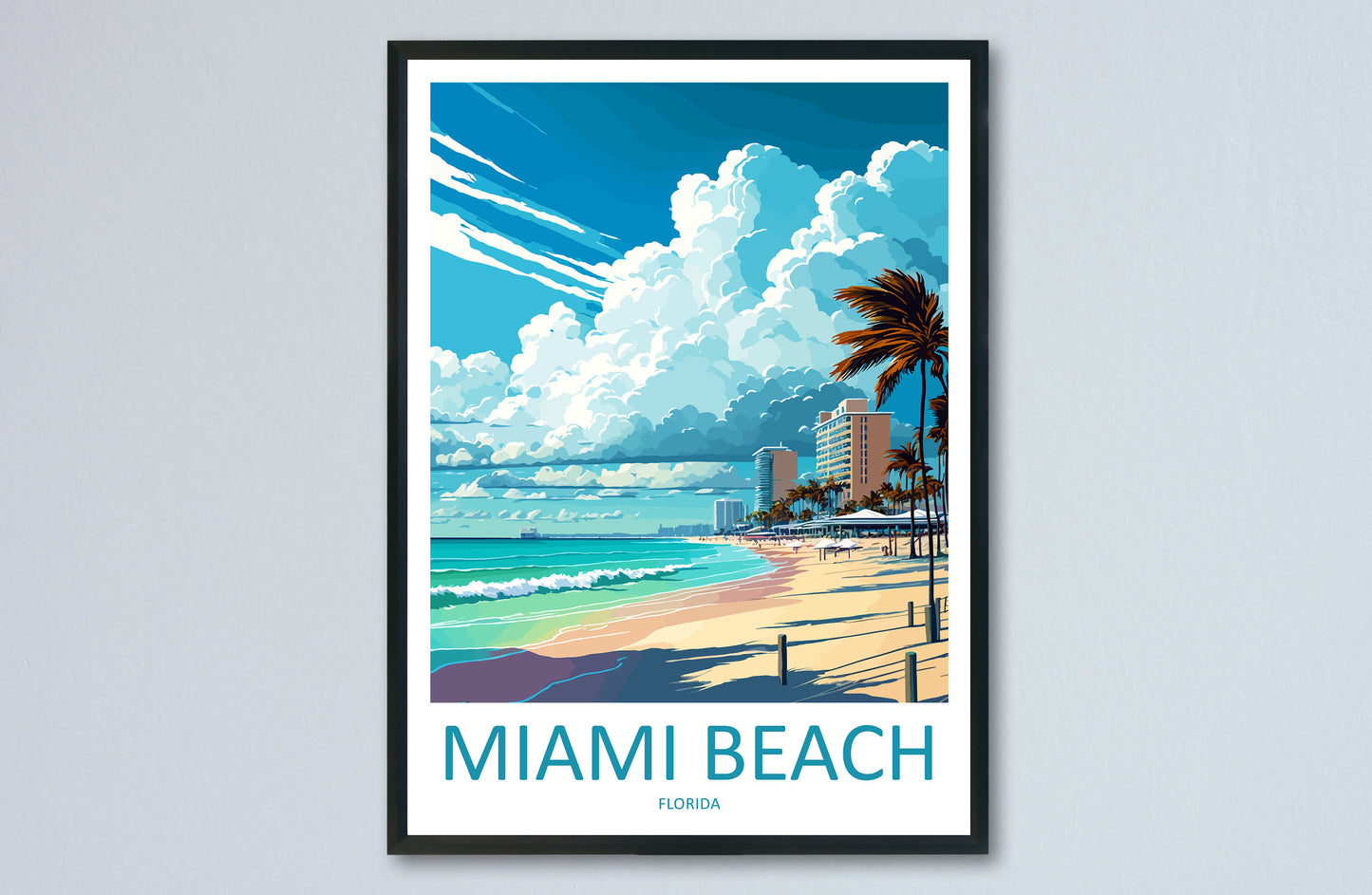 Miami Beach Travel Print Wall Art Miami Beach Wall Hanging Home Décor Miami Beach Gift Art Lovers Florida Art Lover Gift Florida Print