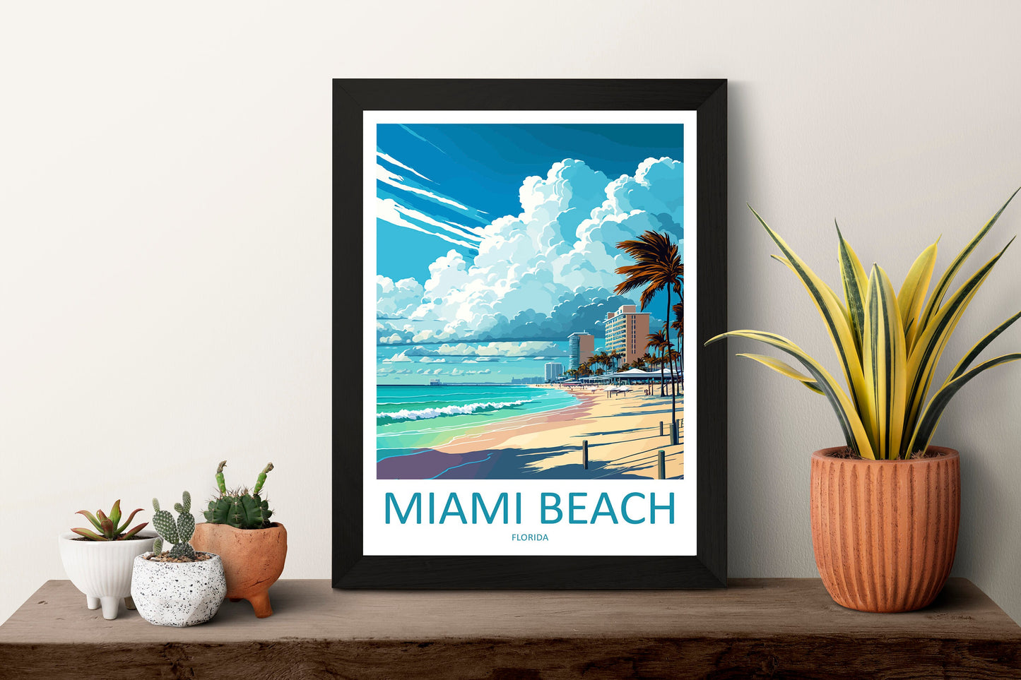 Miami Beach Travel Print Wall Art Miami Beach Wall Hanging Home Décor Miami Beach Gift Art Lovers Florida Art Lover Gift Florida Print