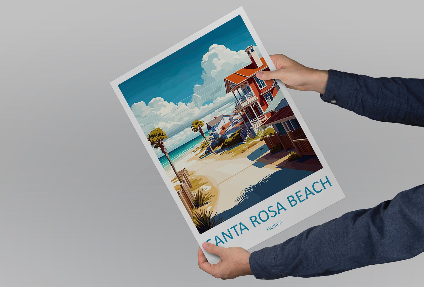 Santa Rosa Beach Travel Print Wall Art Santa Rosa Beach Wall Hanging Home Décor Santa Rosa Beach Gift Art Lovers Florida Art Gift