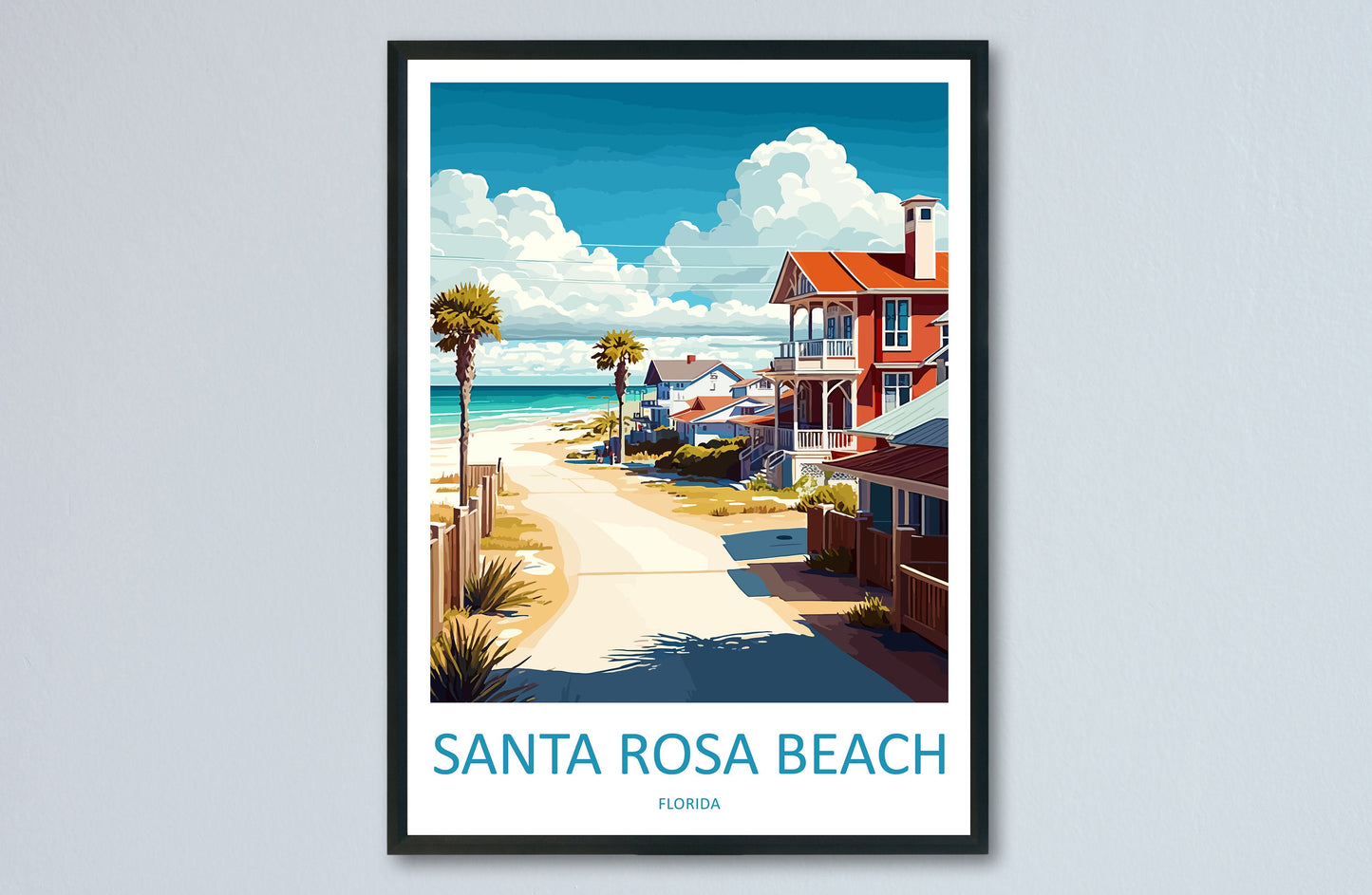 Santa Rosa Beach Travel Print Wall Art Santa Rosa Beach Wall Hanging Home Décor Santa Rosa Beach Gift Art Lovers Florida Art Gift