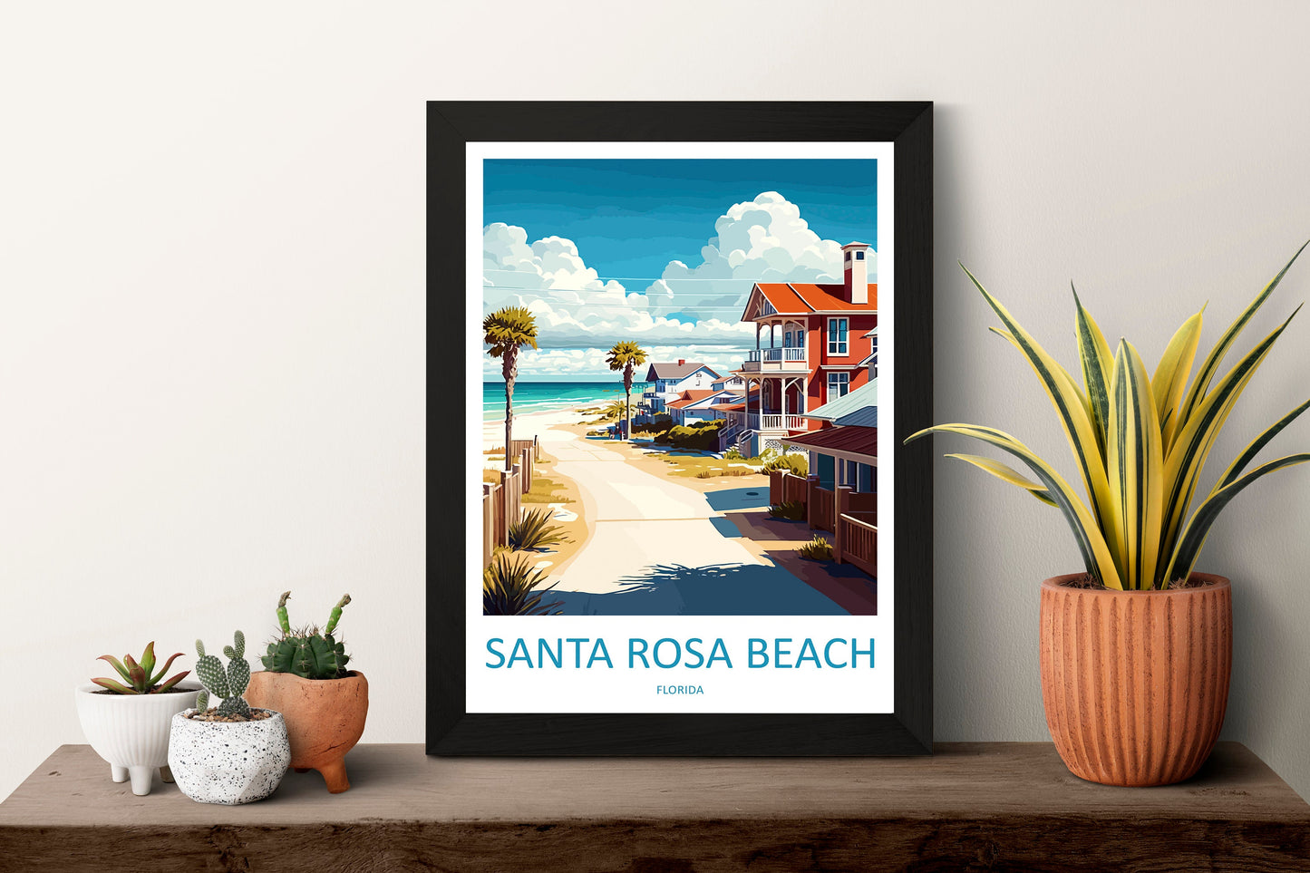 Santa Rosa Beach Travel Print Wall Art Santa Rosa Beach Wall Hanging Home Décor Santa Rosa Beach Gift Art Lovers Florida Art Gift