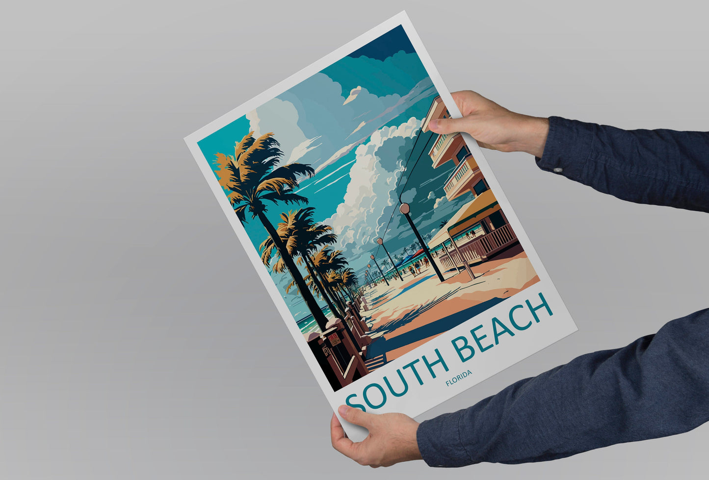 South Beach Travel Print Wall Art South Beach Wall Hanging Home Décor South Beach Gift Art Lovers Florida Art Gift South Beach Florida Gift