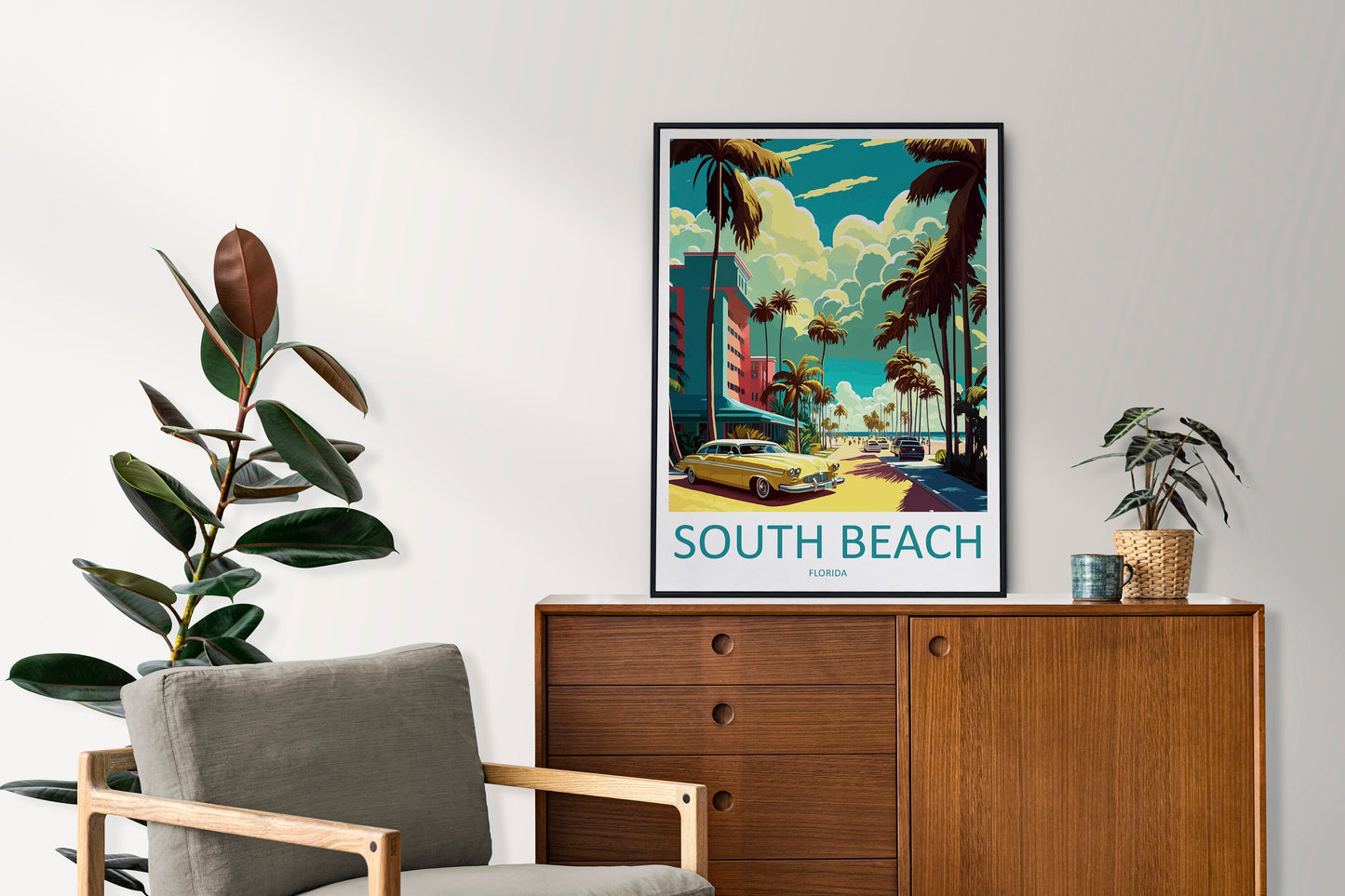 South Beach Travel Print Wall Art South Beach Wall Hanging Home Décor South Beach Gift Art Lovers Florida Art Gift South Beach Florida Gift