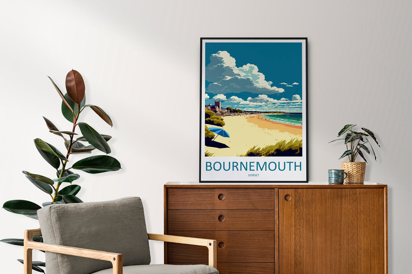 Bournemouth Travel Print Wall Art Bournemouth Wall Hanging Home Décor Bournemouth Gift Art Lovers England Art Lover Gift Bournemouth Beach