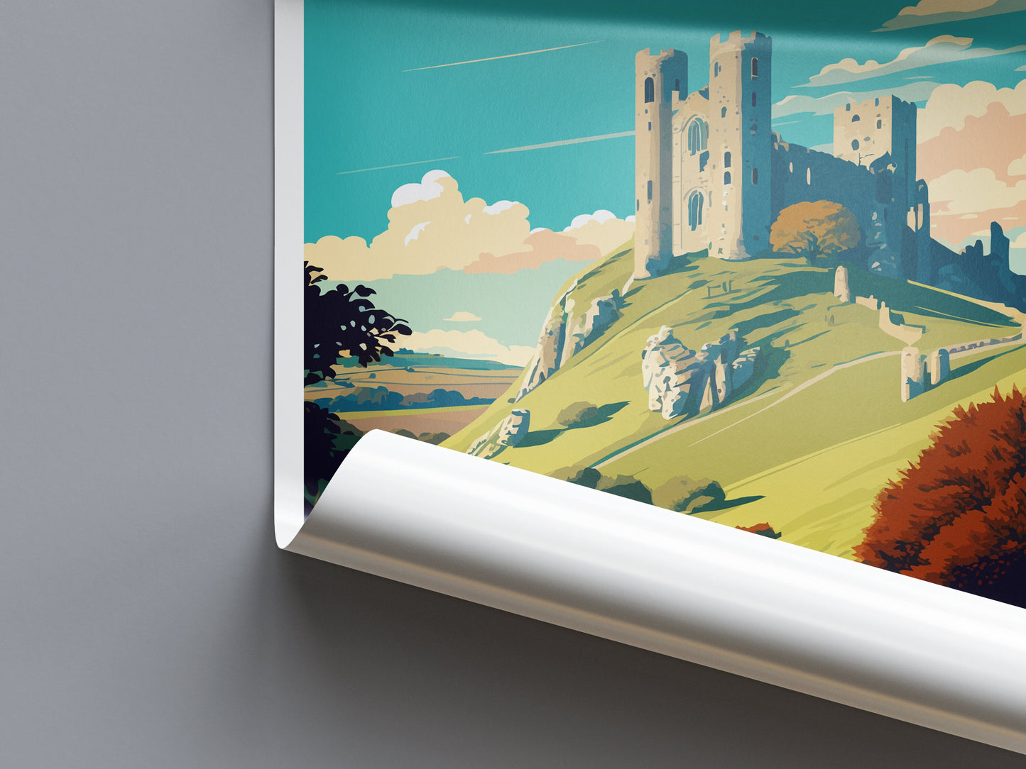 Corfe Castle Travel Print Wall Art Corfe Castle Wall Hanging Home Décor Corfe Castle Gift Art Lovers England Art Lover Gift Corfe Castle