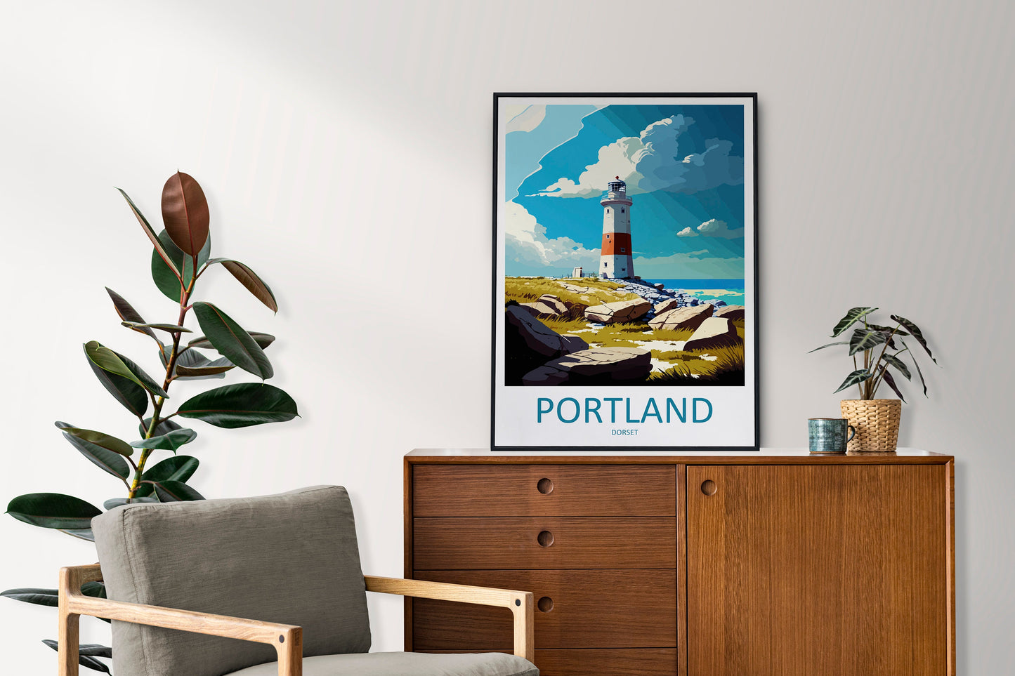 Portland Travel Print Wall Art Portland Wall Hanging Home Décor Portland Gift Art Lovers England Art Lover Gift Portland Lighthouse Artwork