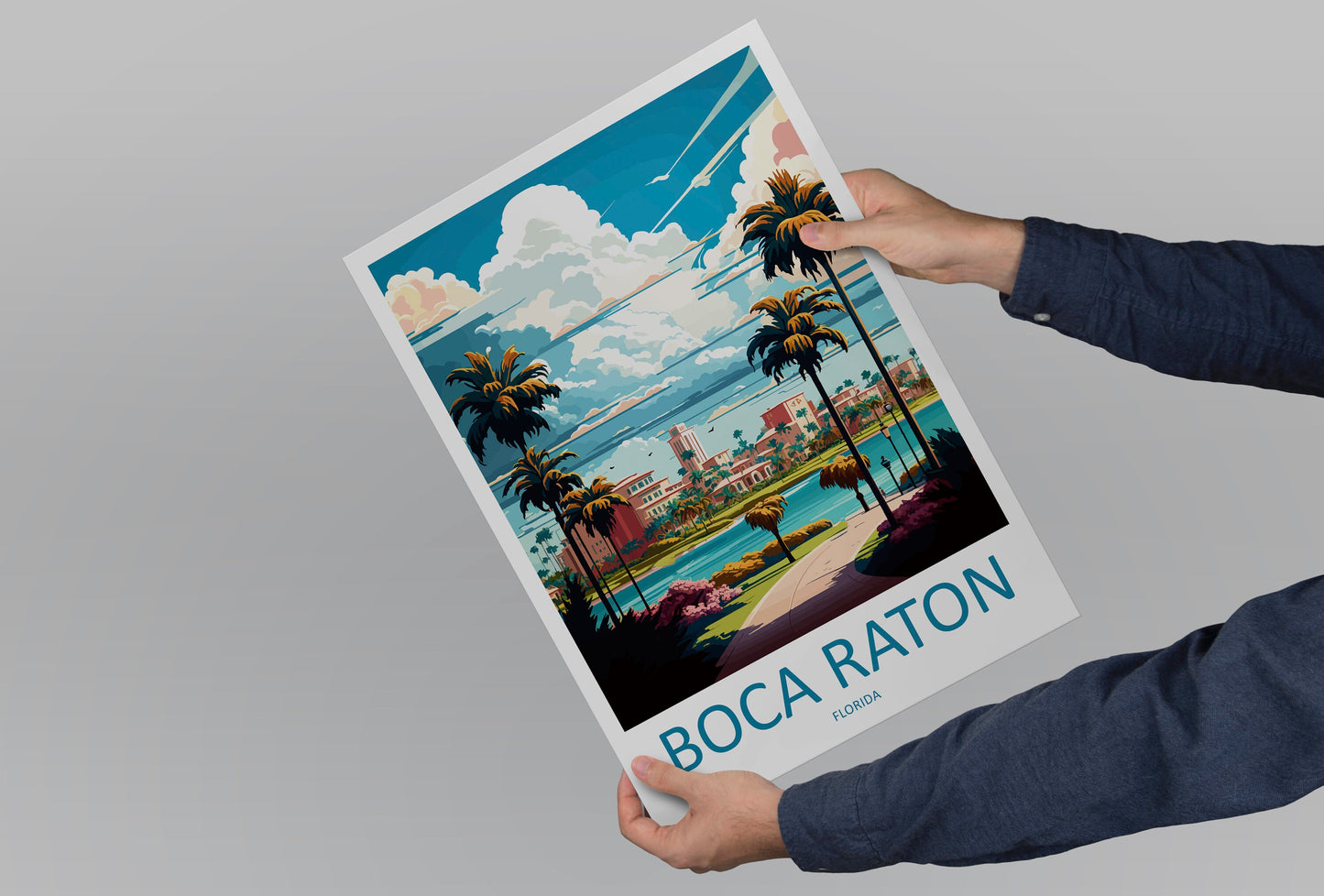 Boca Raton Travel Print Wall Art Boca Raton Wall Hanging Home Décor Boca Raton Gift Art Lovers Florida Art Lover Gift