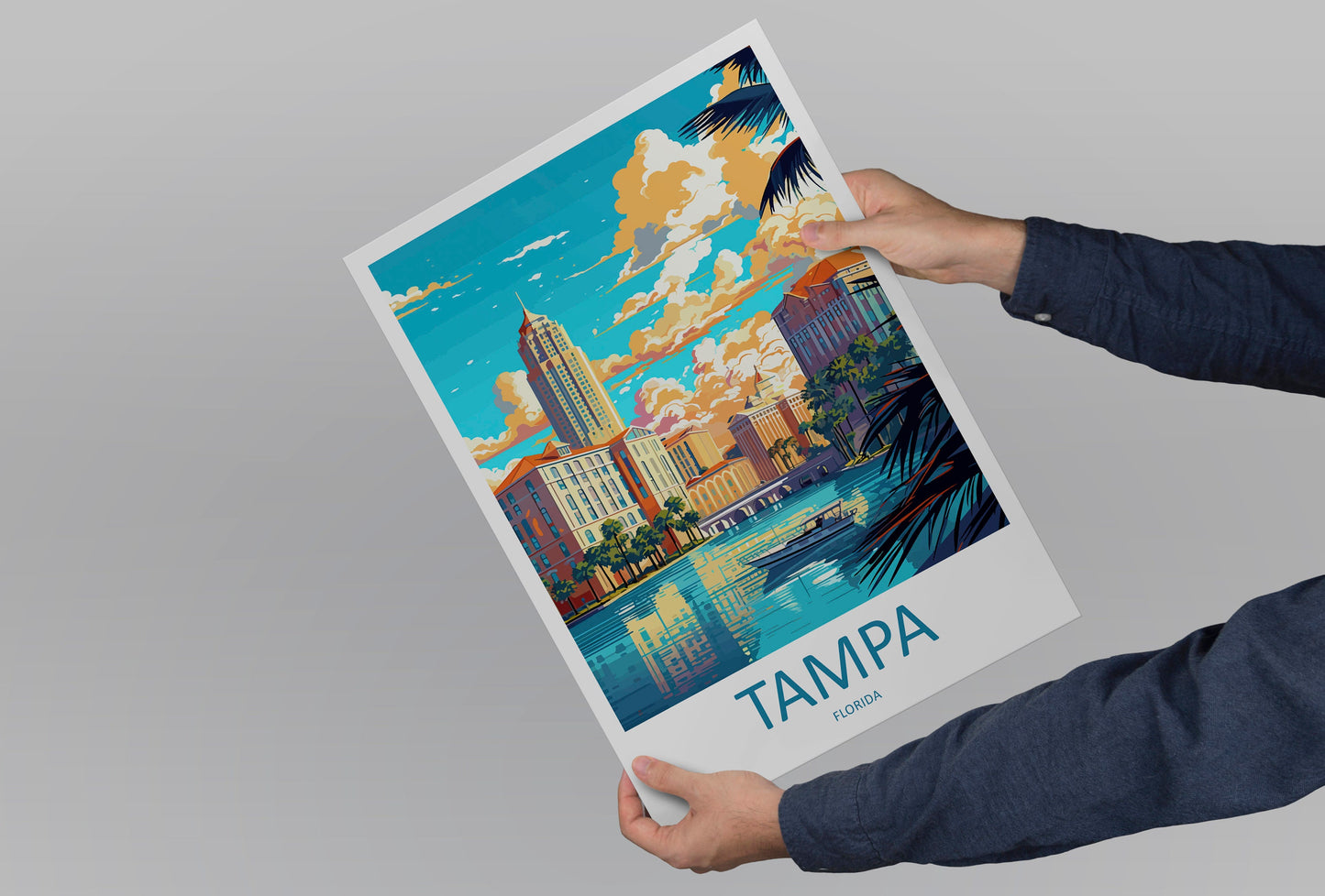 Tampa Travel Print Wall Art Tampa Wall Hanging Home Décor Tampa Gift Art Lovers Gift Beach Florida Tampa Print For Florida City Lovers