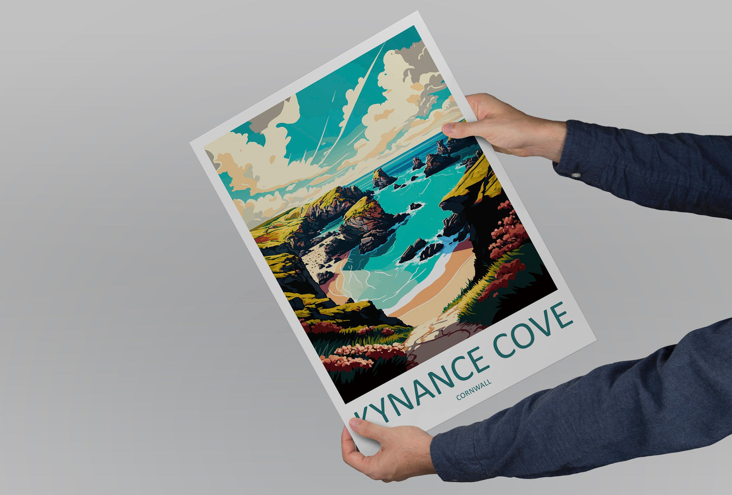 Kynance Cove Travel Print Wall Art Kynance Cove Wall Hanging Home Décor Kynance Cove Gift Art Lovers England Art Lover Gift Kynance Cove Art