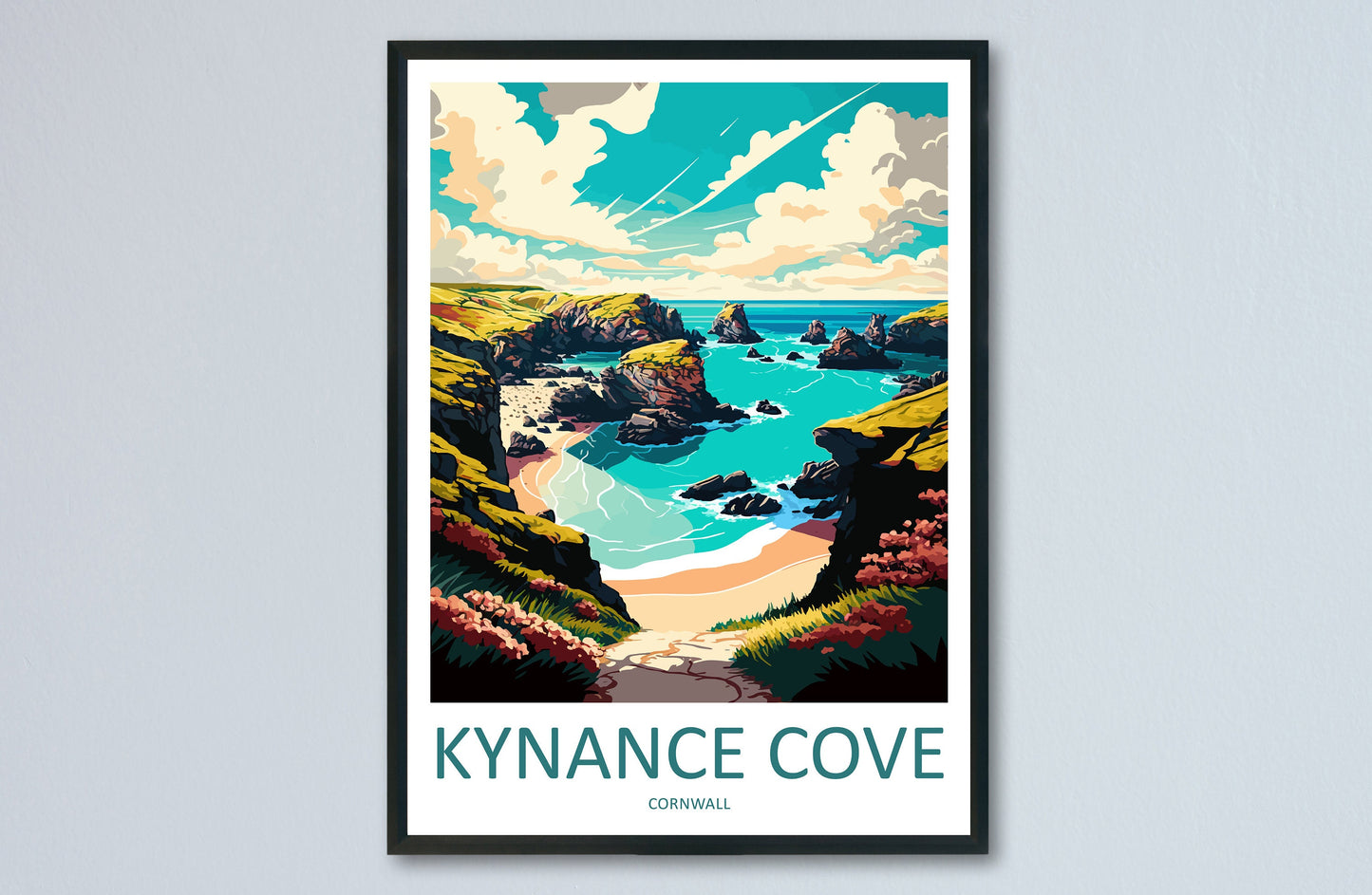 Kynance Cove Travel Print Wall Art Kynance Cove Wall Hanging Home Décor Kynance Cove Gift Art Lovers England Art Lover Gift Kynance Cove Art