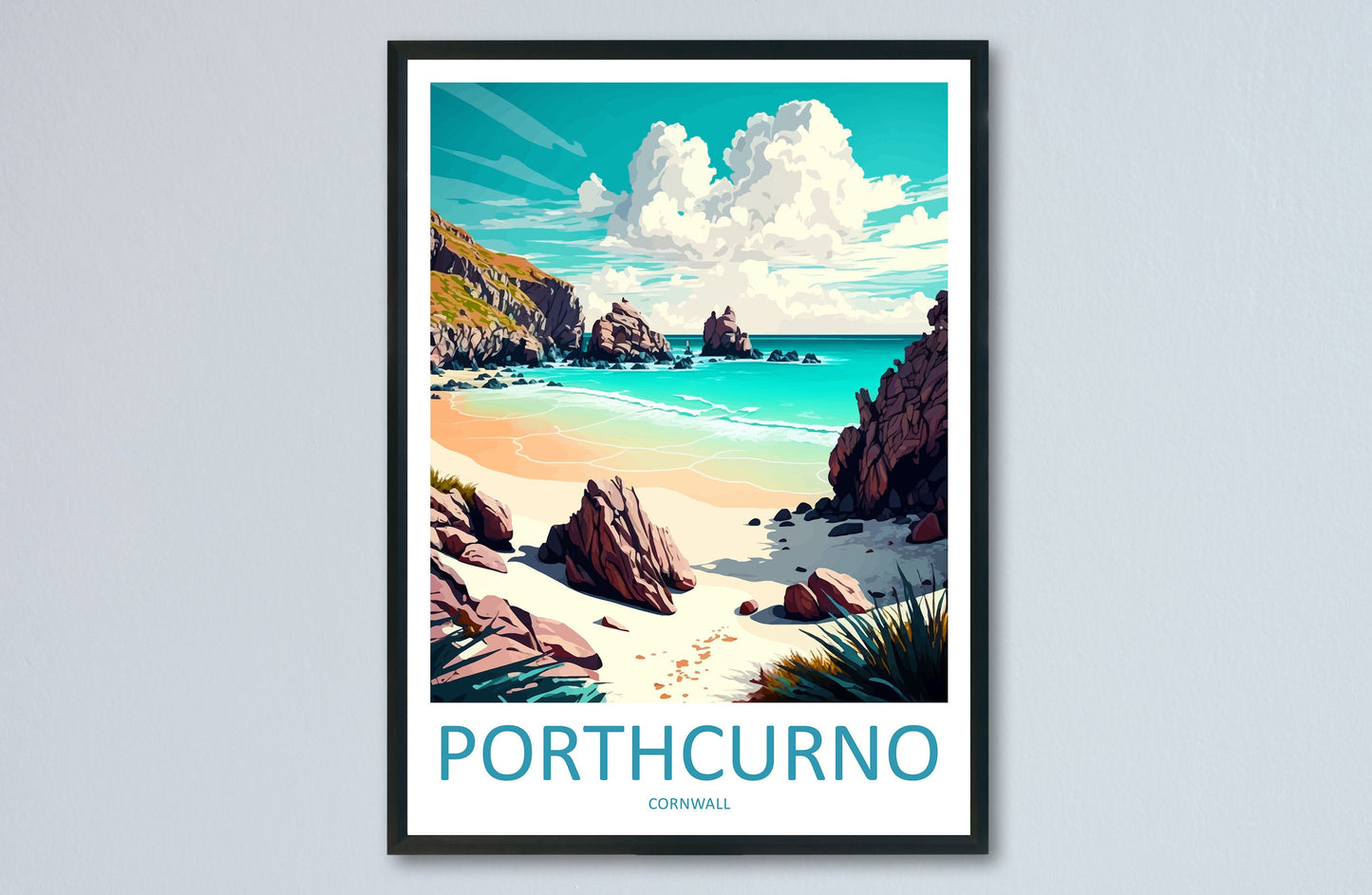 Porthcurno Travel Print Wall Art Porthcurno Wall Hanging Home Décor Porthcurno Gift Art Lovers England Art Lover Gift Porthcurno