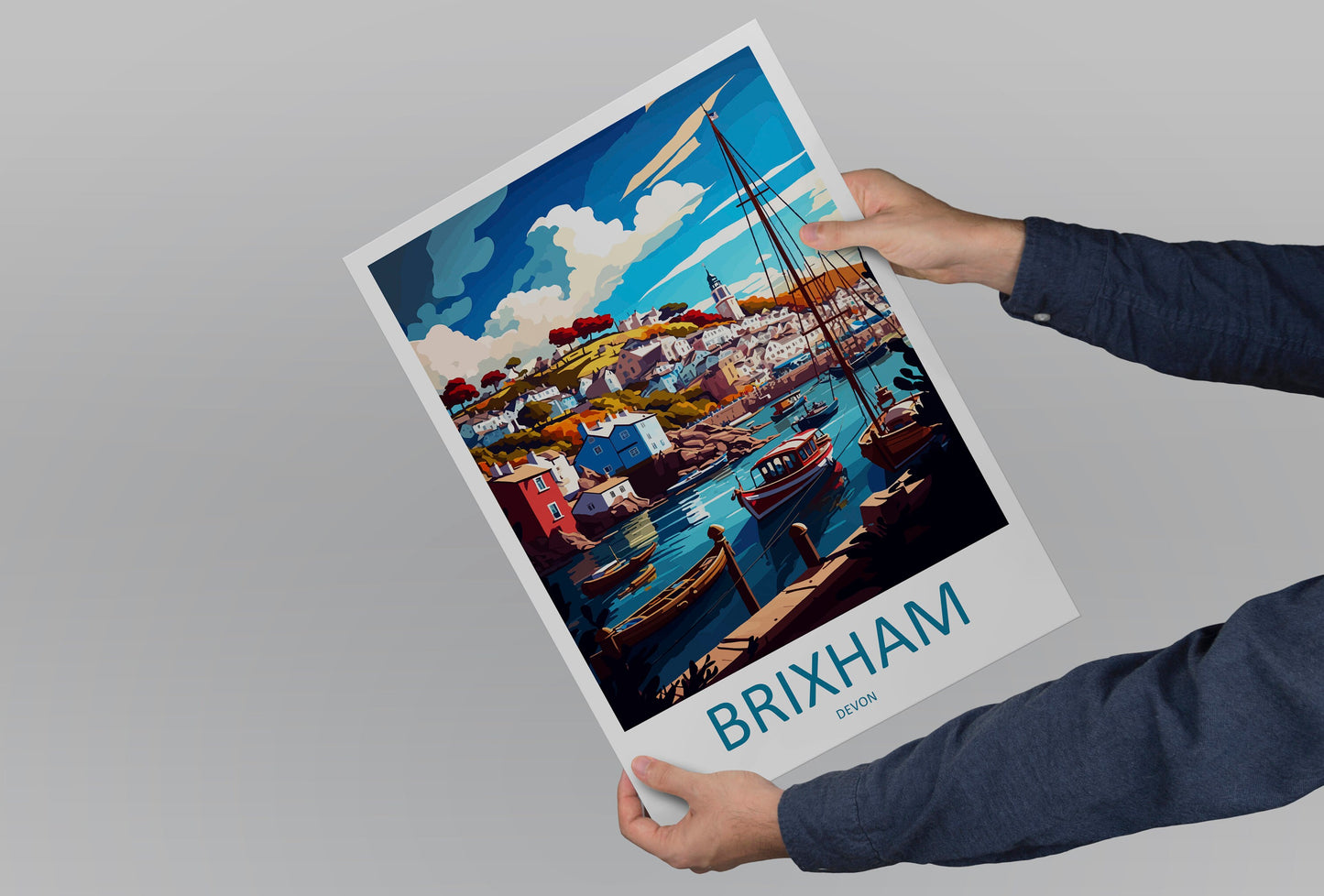 Brixham Travel Print Wall Art Brixham Wall Hanging Home Décor Brixham Gift Art Lovers England Art Lover Gift Brixham Art Poster For UK Lover