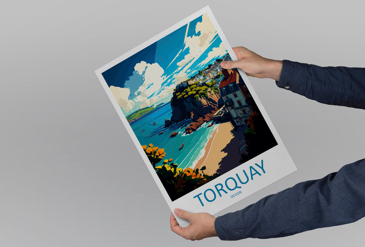 Torquay Travel Print Wall Art Torquay Wall Hanging Home Décor Torquay Gift Art Lovers England Art Lover Gift Torquay Art