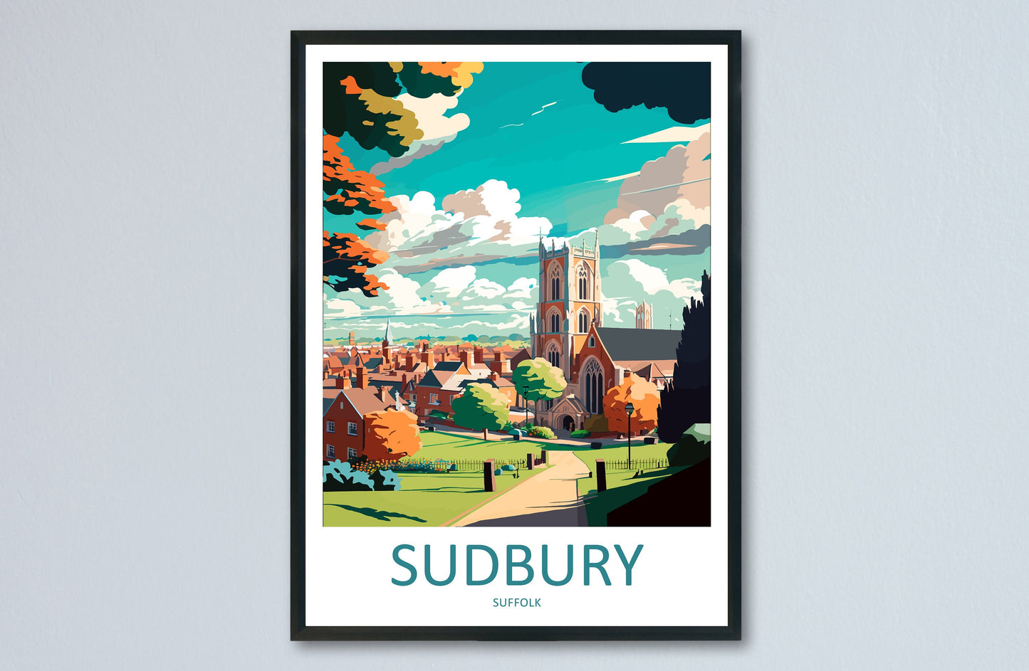 Sudbury Travel Print Wall Art Sudbury Wall Hanging Home Décor Sudbury Gift Art Lovers England Art Lover Gift Sudbury Art