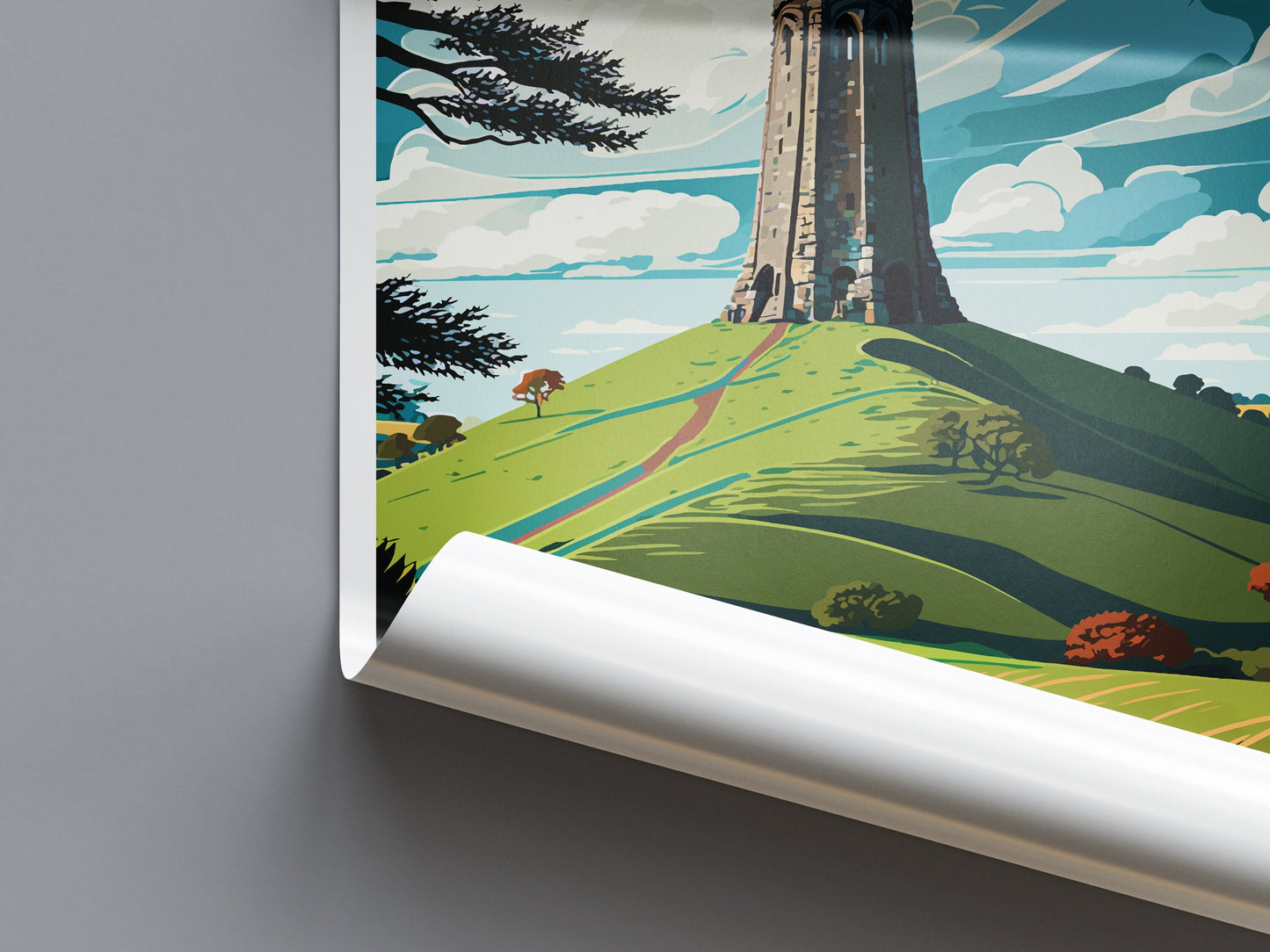 Glastonbury Tor Travel Print Wall Art Glastonbury Tor Wall Hanging Home Décor Glastonbury Tor Gift Art Lovers England Art Lover Gift