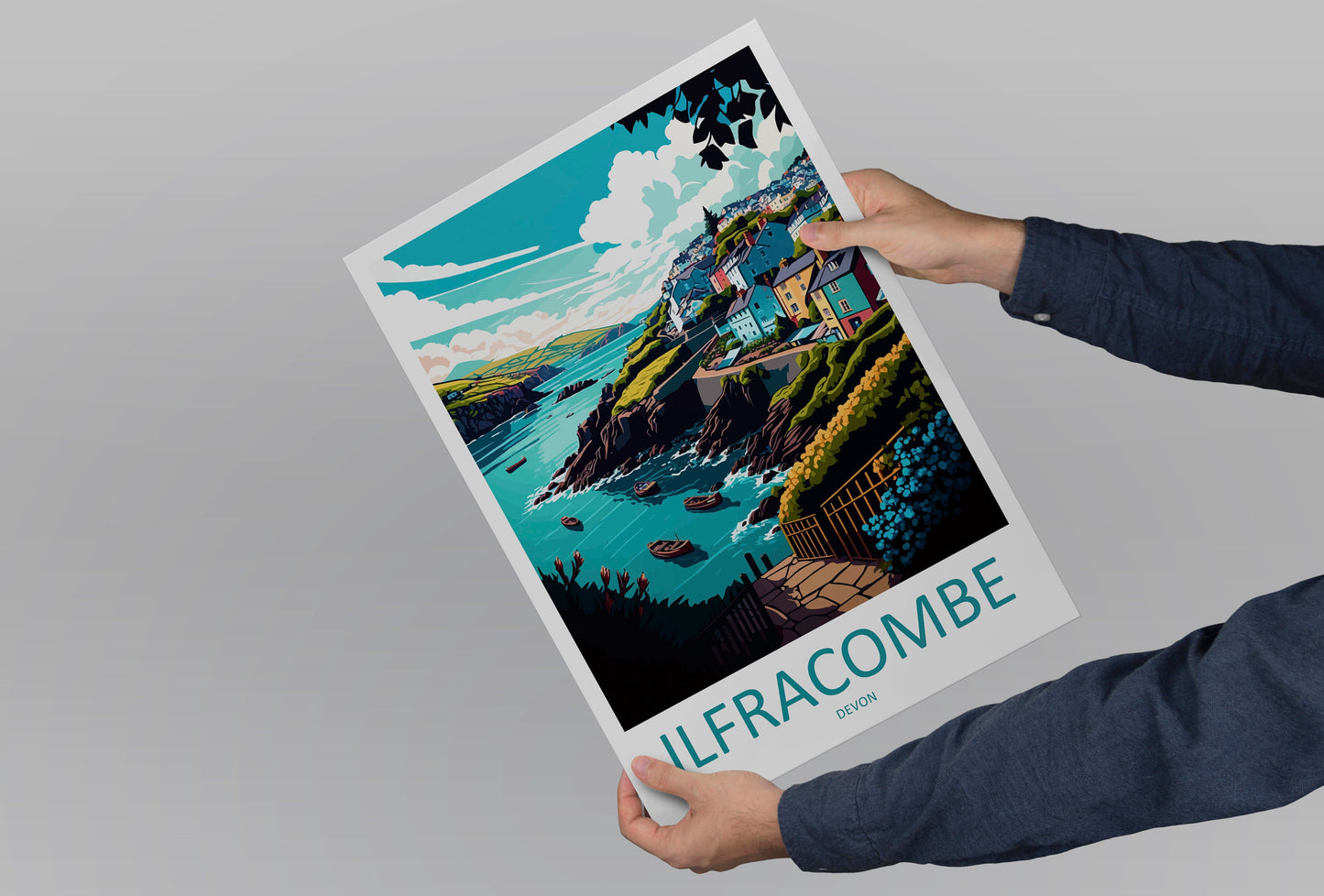 Ilfracombe Travel Print Wall Art Ilfracombe Wall Hanging Home Décor Ilfracombe Gift Art Lovers England Art Lover Gift Ilfracombe Art