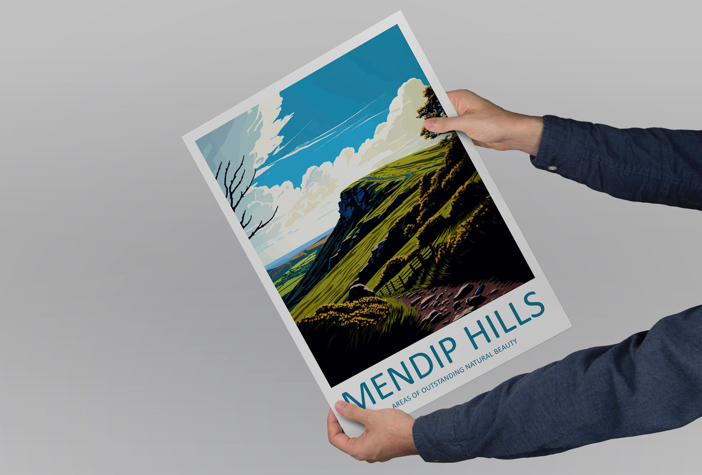 Mendip Hills Travel Print Wall Art Mendip Hills Wall Hanging Home Decor Mendip Hills Gift Art Lovers Wall Art ANOB Travel Art