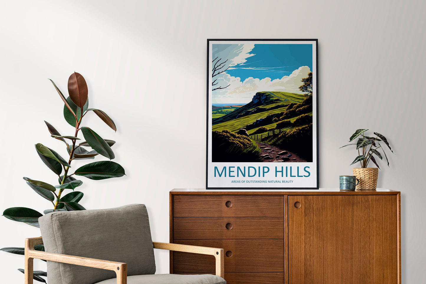 Mendip Hills Travel Print Wall Art Mendip Hills Wall Hanging Home Decor Mendip Hills Gift Art Lovers Wall Art ANOB Travel Art
