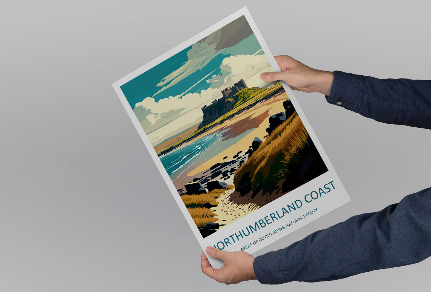Northumberland Coast Travel Print Wall Art Northumberland Coast Wall Hanging Home Decor Northumberland Coast Gift Art Lovers Wall Art ANOB