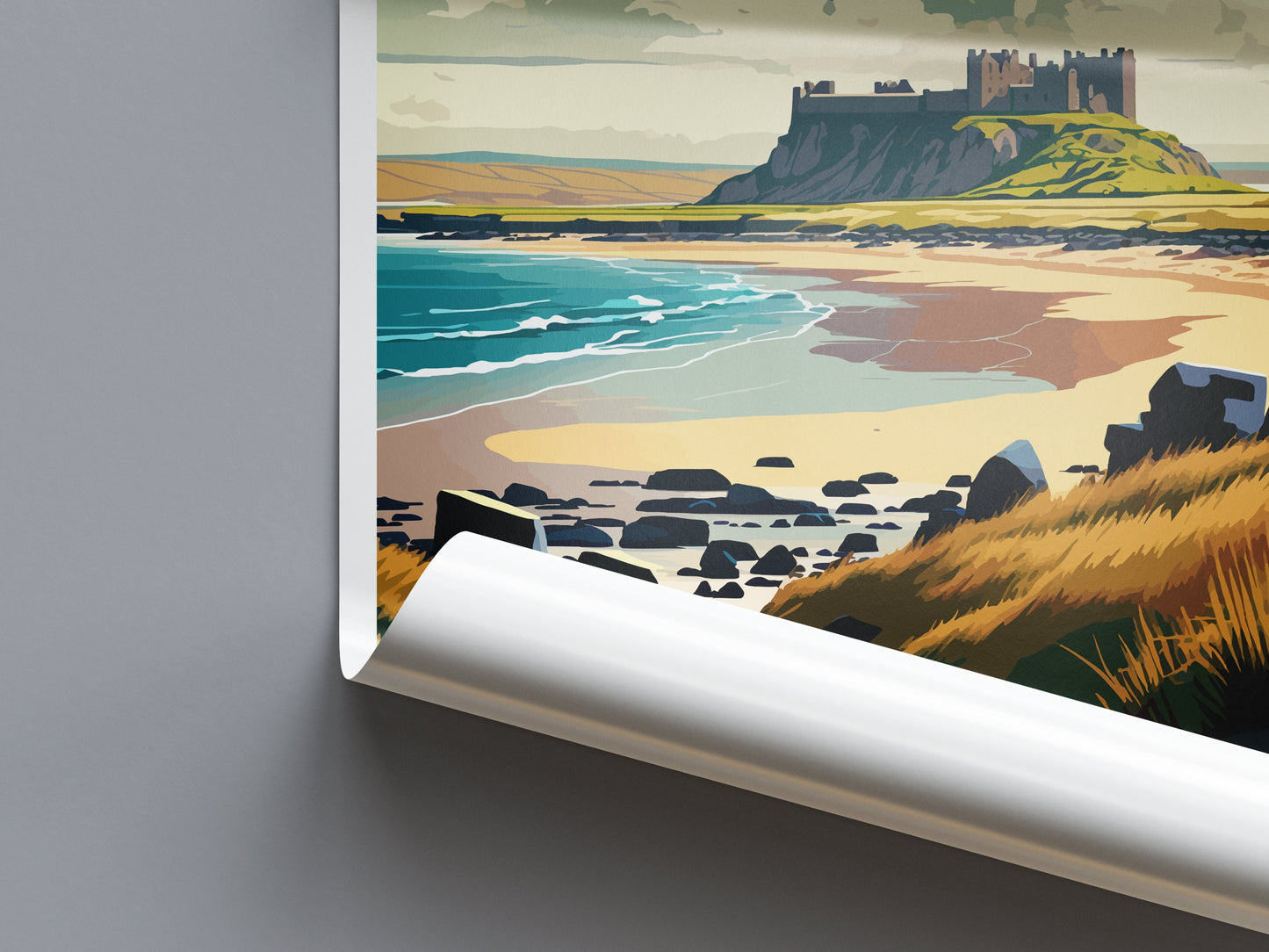 Northumberland Coast Travel Print Wall Art Northumberland Coast Wall Hanging Home Decor Northumberland Coast Gift Art Lovers Wall Art ANOB