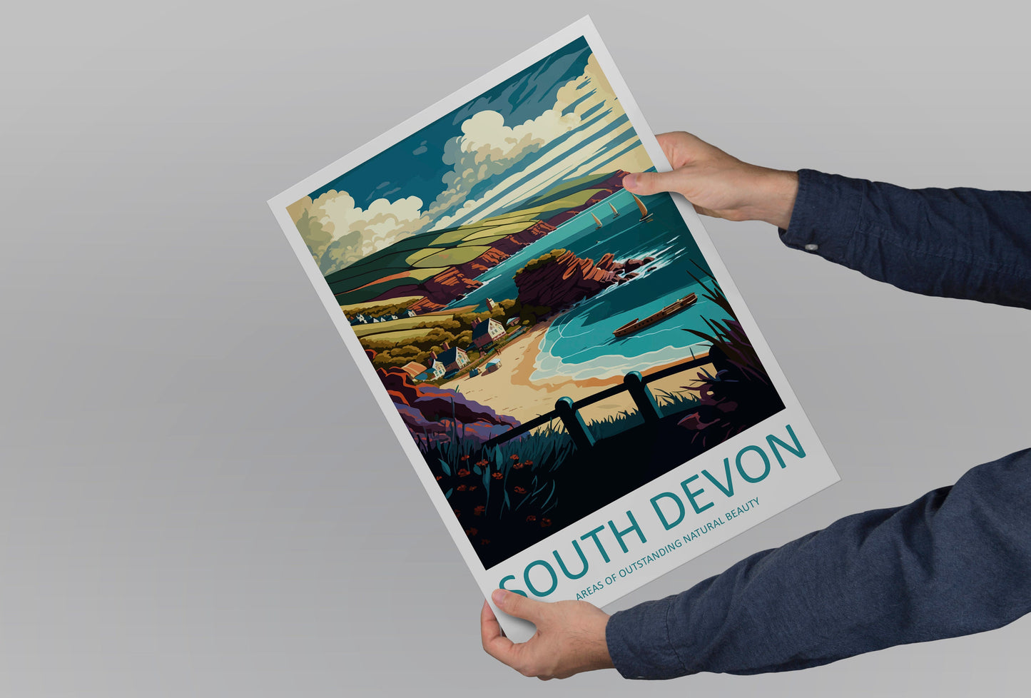 South Devon Travel Print Wall Art South Devon Wall Hanging Home Decor South Devon Gift Art Lovers Wall Art ANOB Travel Art