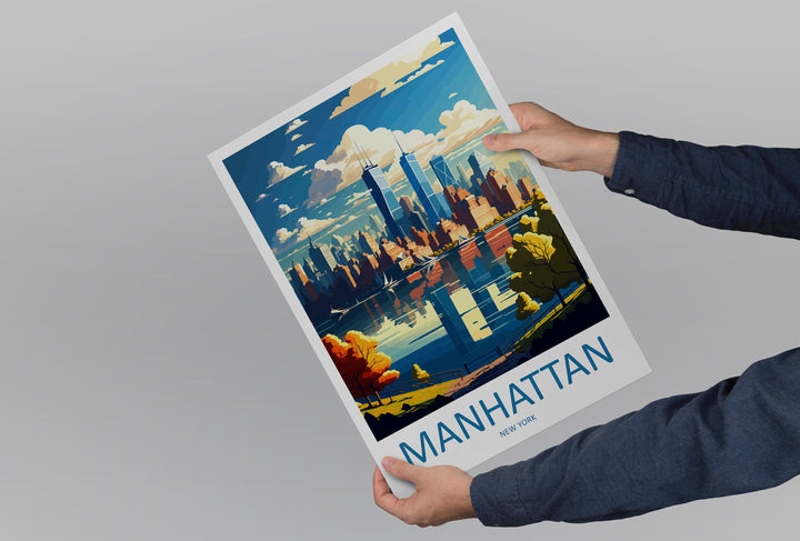 Manhattan New York Travel Print Wall Art Manhattan Wall Hanging Home Décor Manhattan Gift Art Lovers New York Art Lover