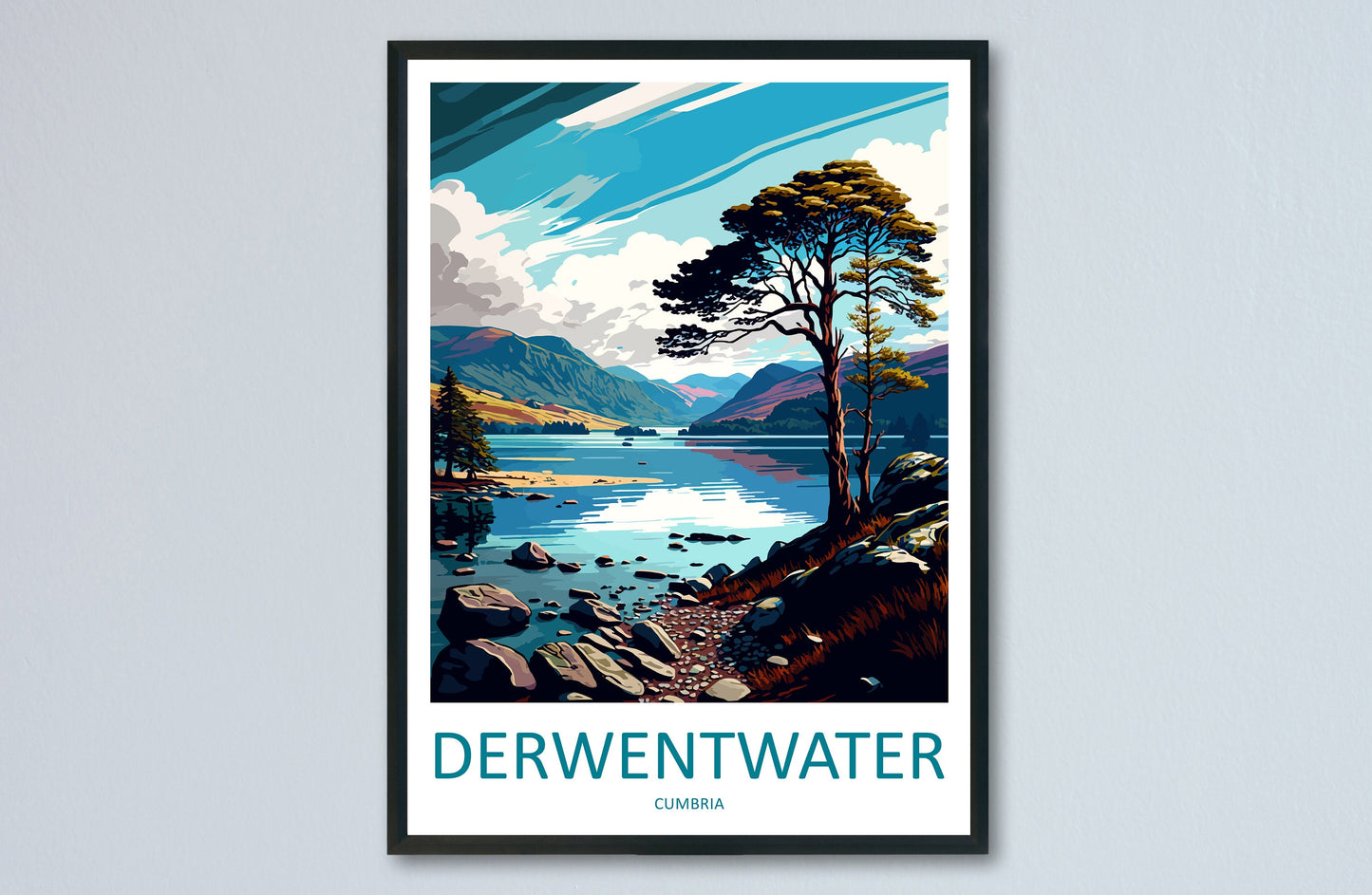 Derwentwater Travel Print Wall Art Derwentwater Wall Hanging Home Decor Derwentwater Gift Art Lovers Wall Art Print Art Derwentwater Art