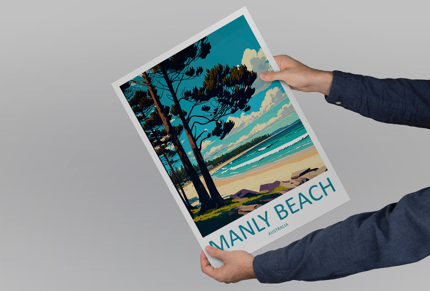 Manly Beach Travel Print Wall Art Manly Beach Wall Hanging Home Décor Manly Beach Gift Art Lovers Wall Art Australia Travel Print