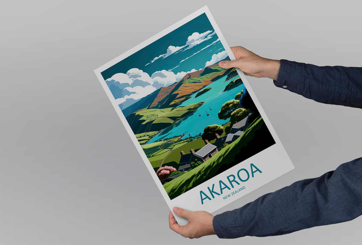 Akaroa Travel Print Wall Art Akaroa Wall Hanging Home Décor Akaroa Gift Art Lovers New Zealand Art Lover Gift Print Art