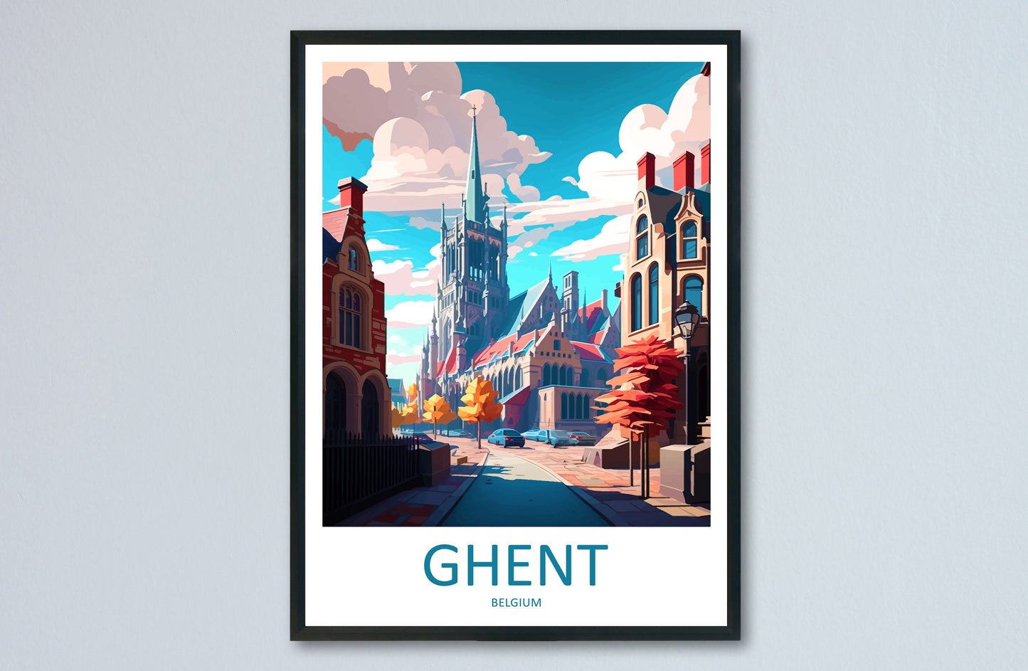 Ghent Travel Print Wall Art Ghent Wall Hanging Home Décor Ghent Gift Art Lovers Belgium Art Lover Gift Ghent Wall Décor