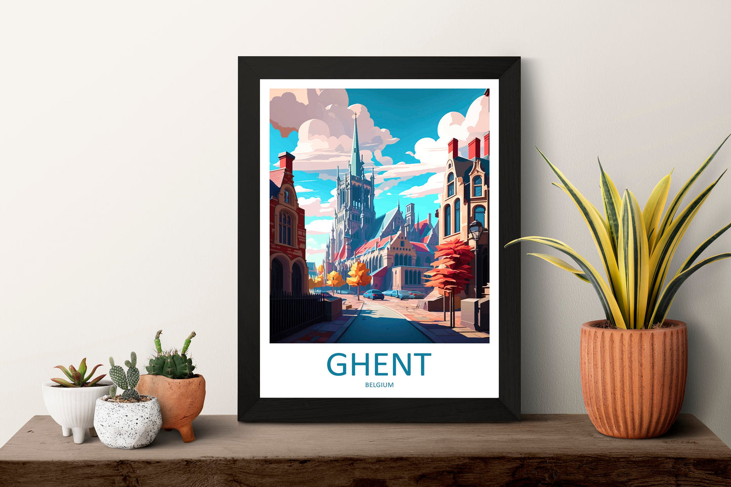 Ghent Travel Print Wall Art Ghent Wall Hanging Home Décor Ghent Gift Art Lovers Belgium Art Lover Gift Ghent Wall Décor