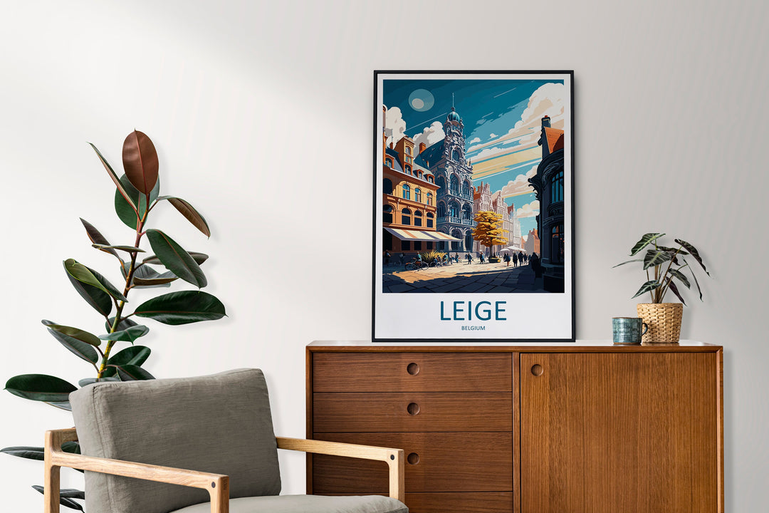 Leige Travel Print Wall Art Leige Wall Hanging Home Décor Leige Gift Art Lovers Belgium Art Lover Gift Leige Wall Décor