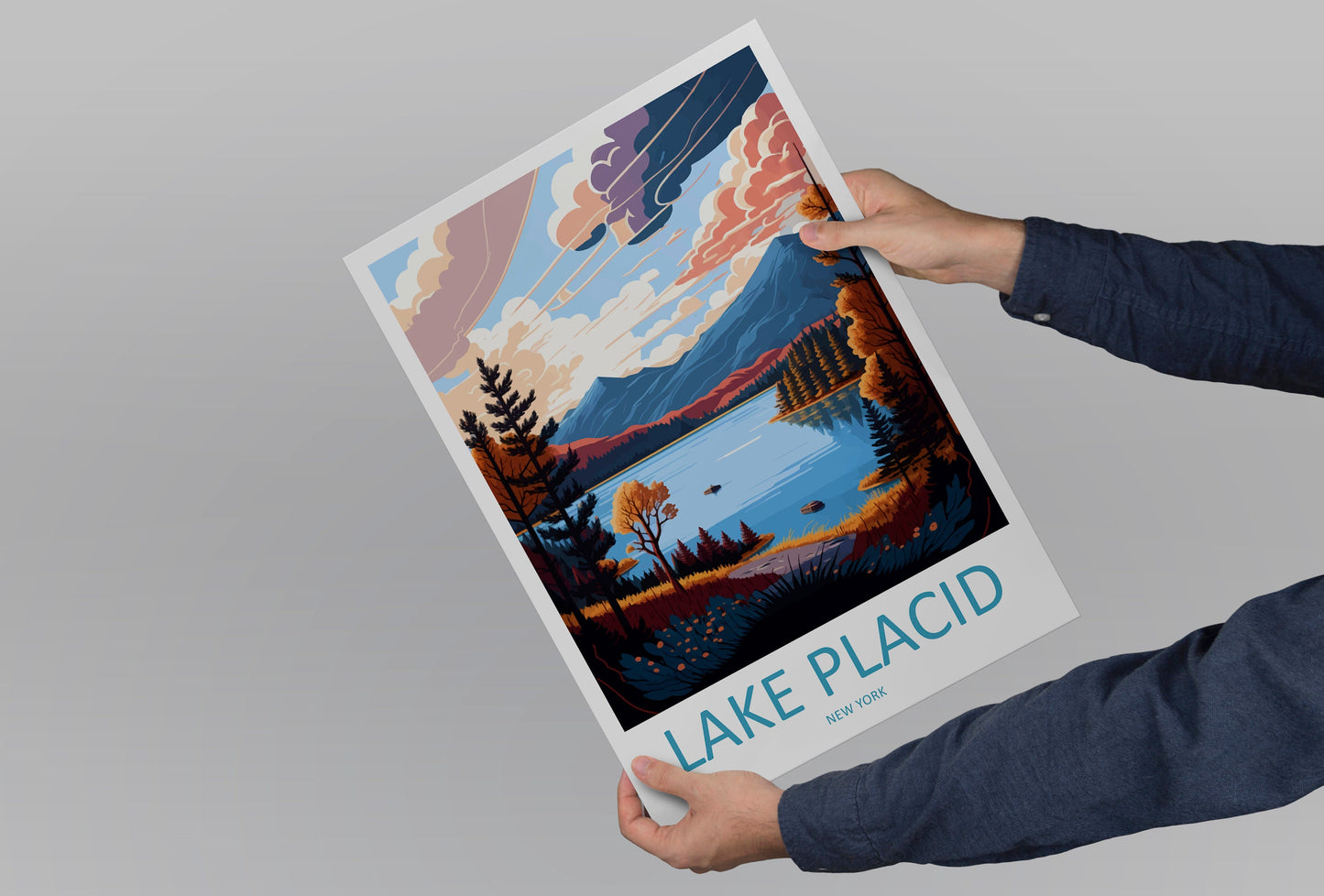 Lake Placid Travel Print Wall Art Lake Placid Wall Hanging Home Décor Lake Placid Gift Art Lovers New York State Art Gift Lover Print