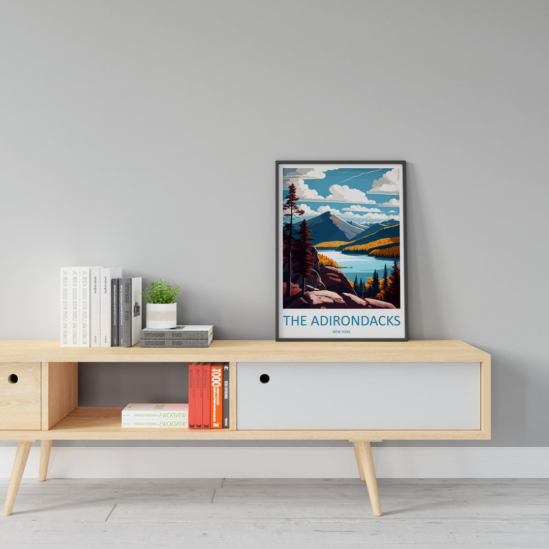 The Adirondacks Travel Print Wall Art The Adirondacks Wall Hanging Home Décor The Adirondacks Gift Art Lovers New York State Art Gift