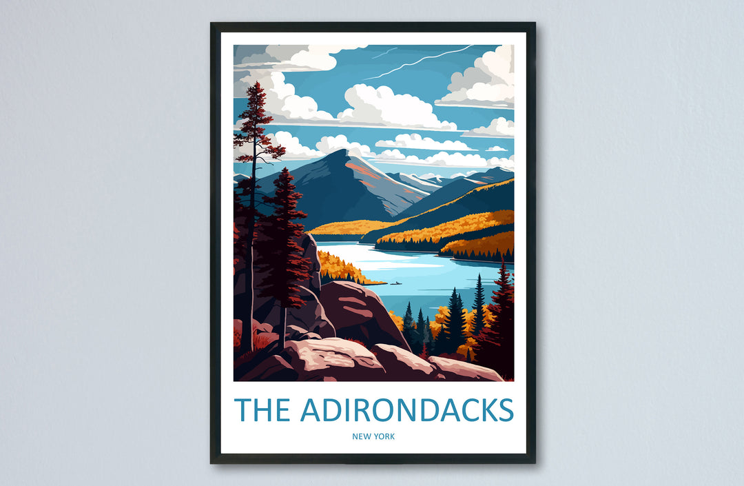 The Adirondacks Travel Print Wall Art The Adirondacks Wall Hanging Home Décor The Adirondacks Gift Art Lovers New York State Art Gift