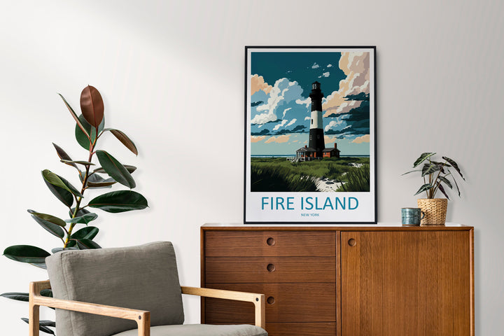 Fire Island Travel Print Wall Art Fire Island Wall Hanging Home Décor Fire Island Gift Art Lovers New York State Art Gift Lover Print