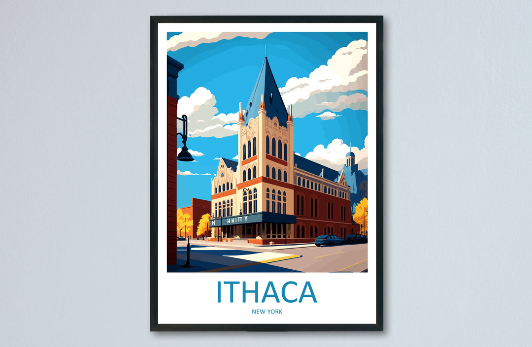 Ithaca Travel Print Wall Art Ithaca Wall Hanging Home Décor Ithaca Gift Art Lovers New York State Art Gift Lover Print