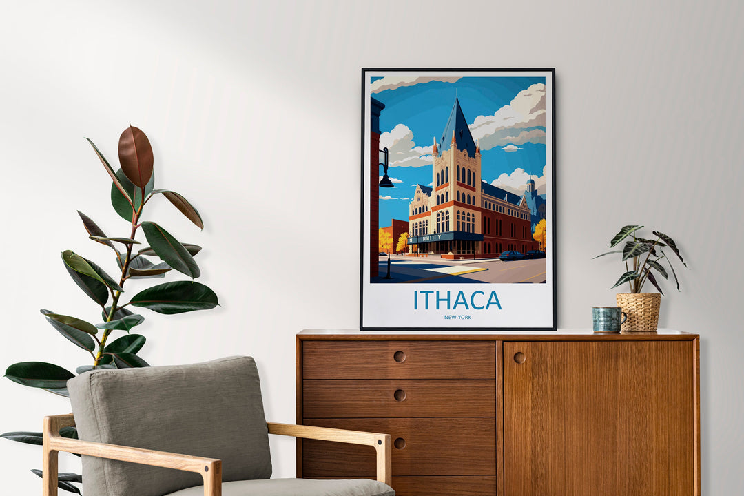 Ithaca Travel Print Wall Art Ithaca Wall Hanging Home Décor Ithaca Gift Art Lovers New York State Art Gift Lover Print