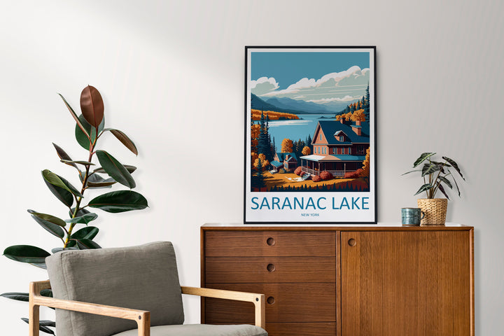 Saranac Lake Travel Print Wall Art Saranac Lake Wall Hanging Home Décor Saranac Lake Gift Art Lovers New York State Art Gift Lover Poster