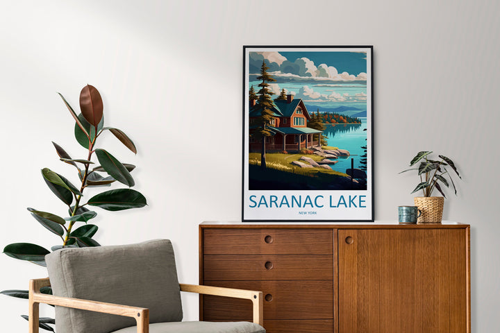 Saranac Lake Travel Print Wall Art Saranac Lake Wall Hanging Home Décor Saranac Lake Gift Art Lovers New York State Art Gift Lover Poster