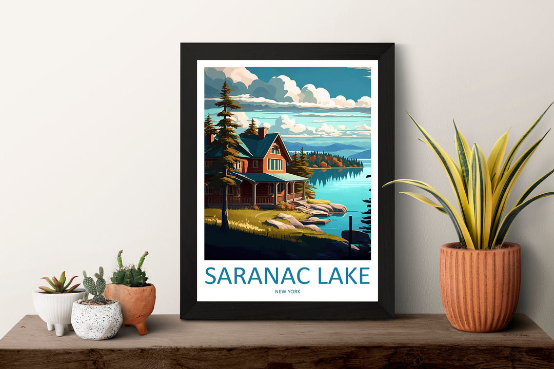 Saranac Lake Travel Print Wall Art Saranac Lake Wall Hanging Home Décor Saranac Lake Gift Art Lovers New York State Art Gift Lover Poster