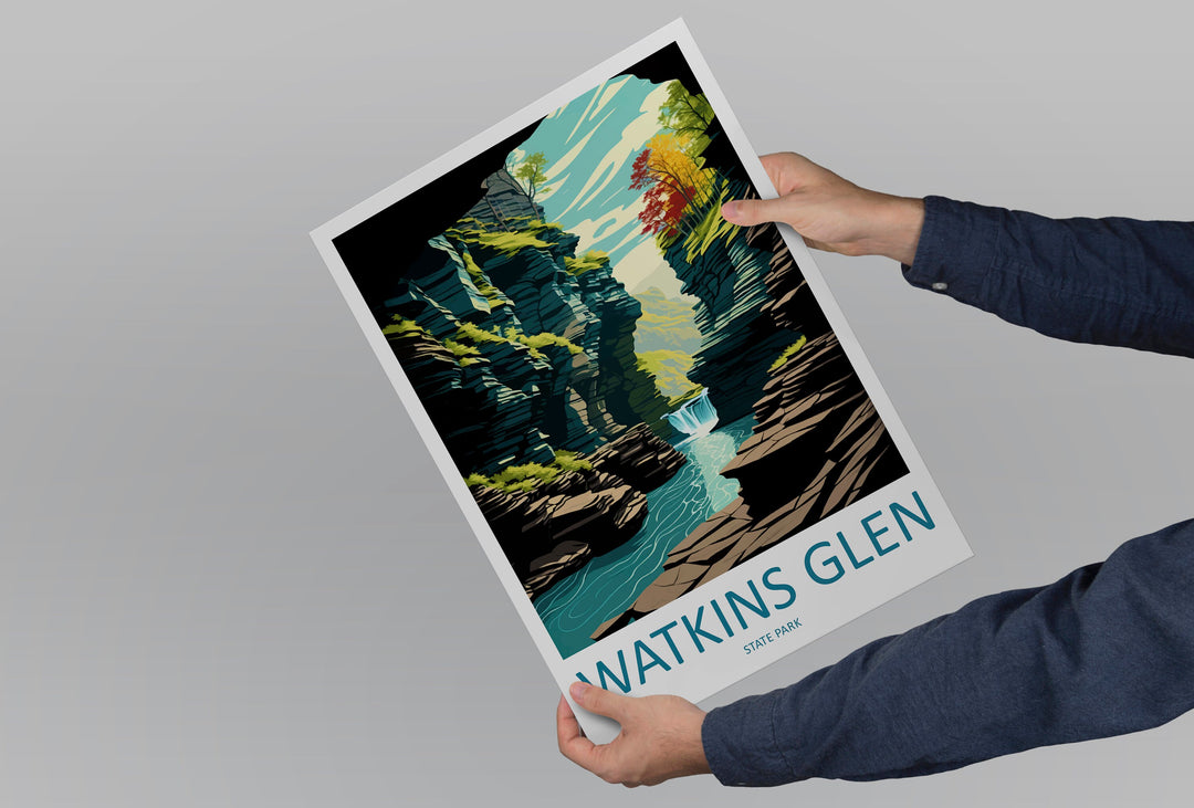 Watkins Glen State Park Travel Print Wall Art Watkins Glen Wall Hanging Home Décor Watkins Glen Gift Art Lovers New York State Art Gift