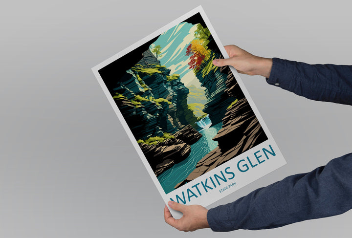 Watkins Glen State Park Travel Print Wall Art Watkins Glen Wall Hanging Home Décor Watkins Glen Gift Art Lovers New York State Art Gift