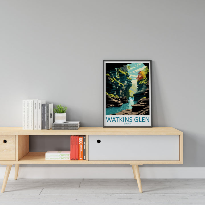 Watkins Glen State Park Travel Print Wall Art Watkins Glen Wall Hanging Home Décor Watkins Glen Gift Art Lovers New York State Art Gift
