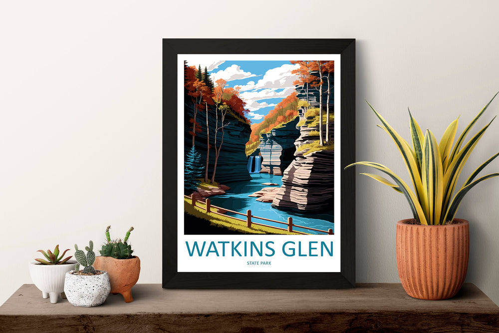 Watkins Glen State Park Travel Print Wall Art Watkins Glen Wall Hanging Home Décor Watkins Glen Gift Art Lovers New York State Art Gift